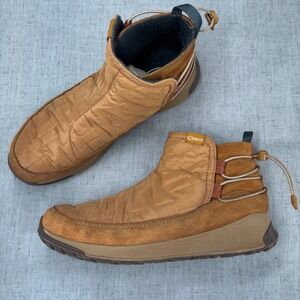 Chaco Borealis Ridge Waterproof Boots Tan Suede Leather Slip On Womens Size 8